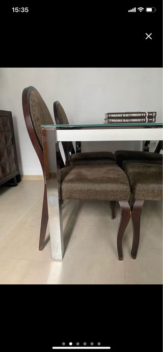 Mesa de comedor extensible cristal y metal