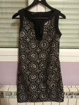 Vestido Blanco fiesta plateado talla S