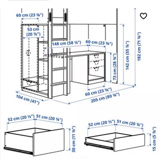 Cama juvenil con escritorio blanco