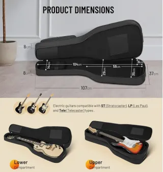 Fodero Premium Extra Imbottito per 2 Chitarre. 18 mm