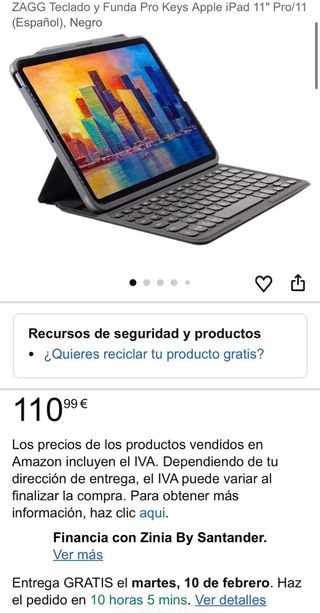 Funda teclado ZAGG gris ipad 11 o 11 pro apple