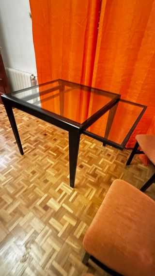 Mesa Comedor Extensible Cristal/Wengué