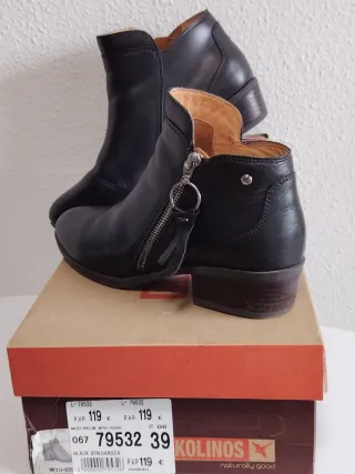Botines Pikolinos Piel Tacón Bajo Mujer Negros
