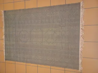 Alfombra clásica lavable verde y naranja