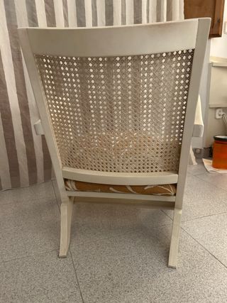 Sillón retro fauteuil vintage madera y ratán