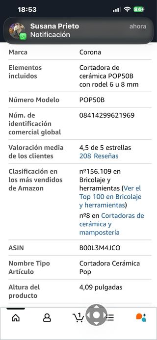 Cortadora cerámica Bellota POP 50