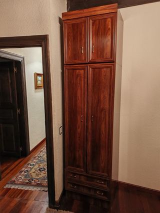 Armario ropero estrecho de madera.Se regala mesita