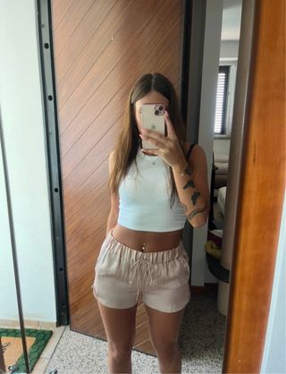 Pantaloncini Mango rosa con brillantini