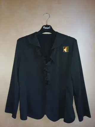 Blusa donna nera con rouches