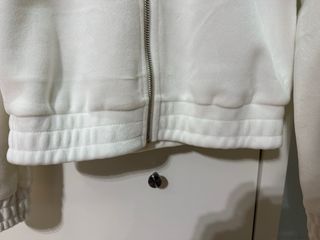 Giacca felpa Guess ciniglia bianca con cappuccio