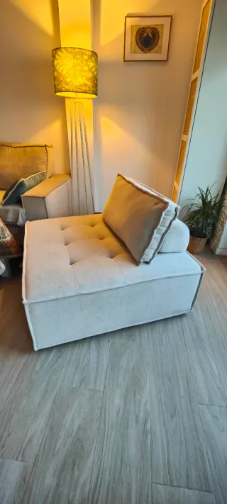 Sofá individual Vermont tela beige/verde