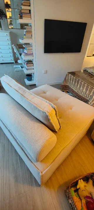 Sofá individual Vermont tela beige/verde