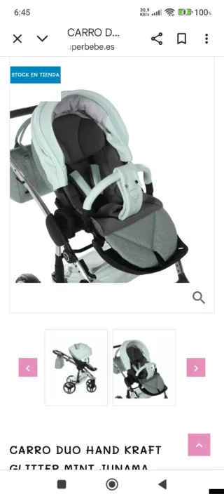 Cochecito Junama Duo Glitter Mint,