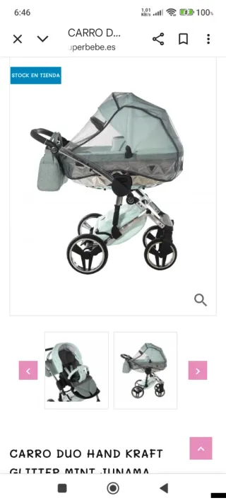 Cochecito Junama Duo Glitter Mint,