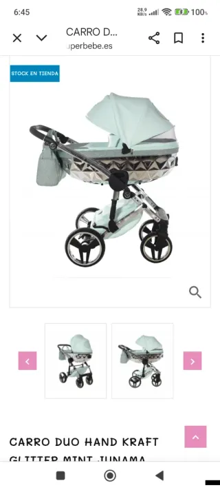 Cochecito Junama Duo Glitter Mint,