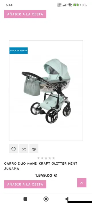 Cochecito Junama Duo Glitter Mint,