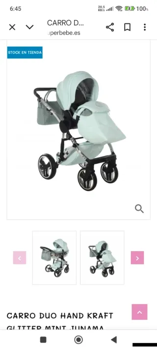 Cochecito Junama Duo Glitter Mint,