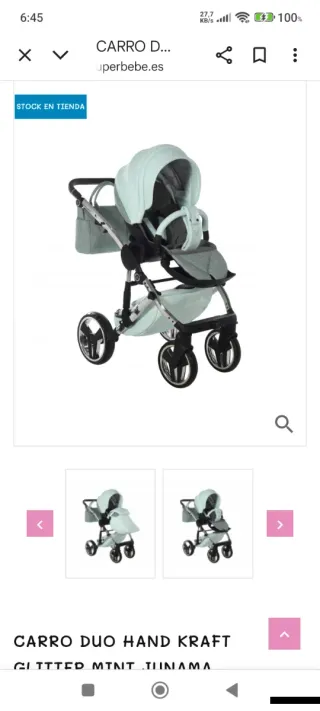 Cochecito Junama Duo Glitter Mint,