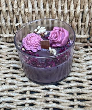 Vela aromática decorativa flor rosa
