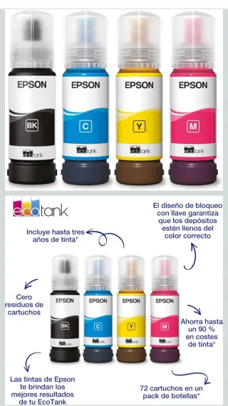 Botellas Tinta Epson EcoTank 104 Originales
