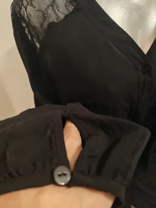 Camicia donna con pizzo nero