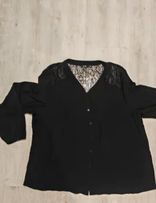 Camicia donna con pizzo nero