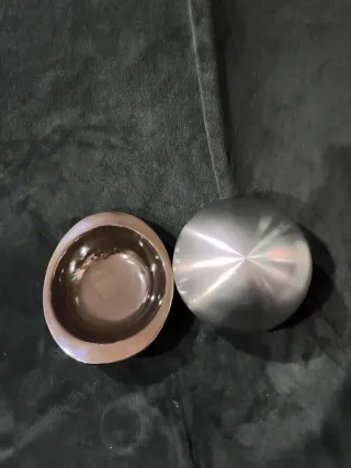 Bandeja cerámica plateada Manises con bola decorat