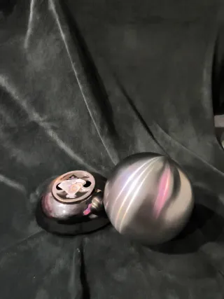 Bandeja cerámica plateada Manises con bola decorat