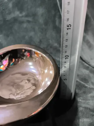 Bandeja cerámica plateada Manises con bola decorat