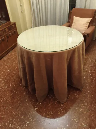 Mesa camilla con cristal y fladon