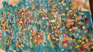 Quadro acrilico floreale multicolore