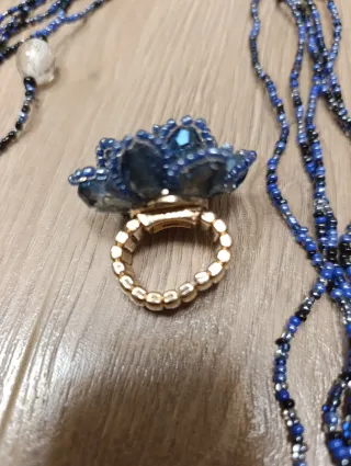 Collar y Anillo Bisutería Azul