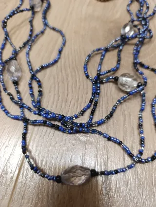 Collar y Anillo Bisutería Azul