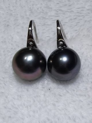 Pendientes Perla Tahití AA+ 10.5-10.6mm Plata 925