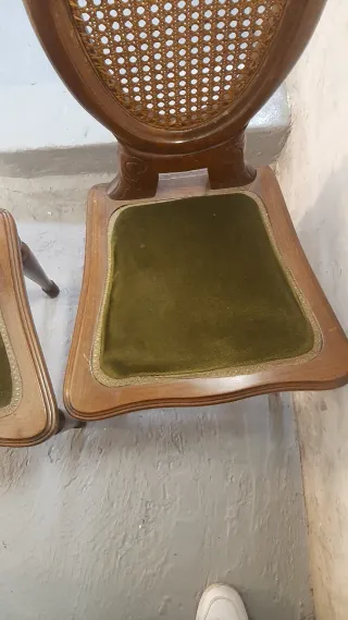 Sillas antiguas vintage madera y rejilla