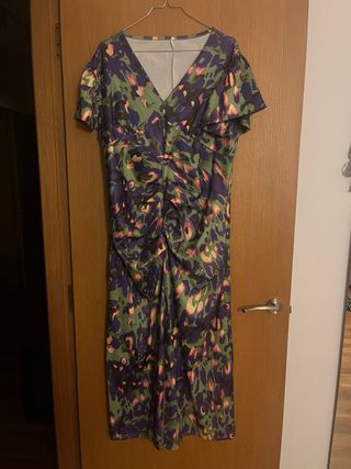 Vestido estampado verde y morado
