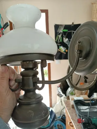 Aplique de pared antiguo bronce y cristal