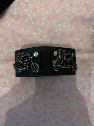 Pulsera cuero con adornos de moto Harley Davidson