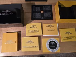 Set completo di scatola per orologio Breitling Nero e Giallo