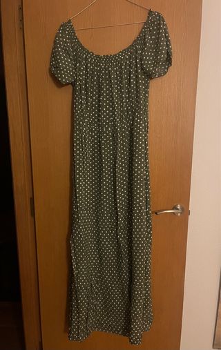 Vestido largo lunares verde T.42-44