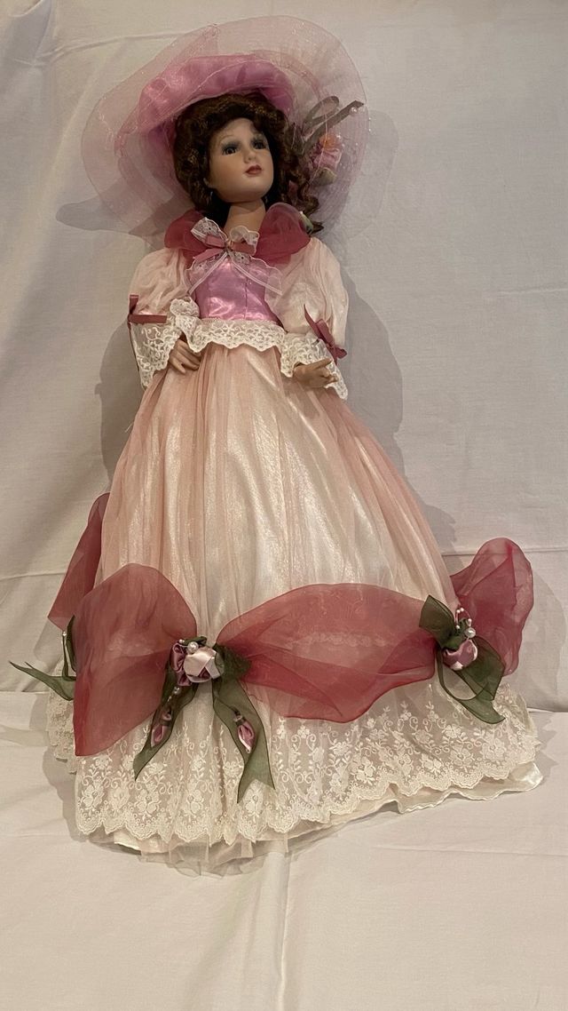 Lámpara Muñeca Porcelana Rosa y Blanca