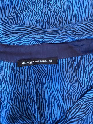 Camisa Expresso azul e preta estampada