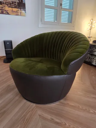 URGE VENDER Butaca Roche Bobois Piel y Terciopelo