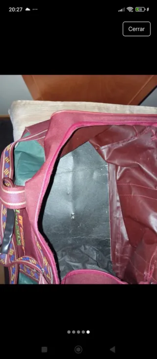 Bolsa de viaje grande roja y verde