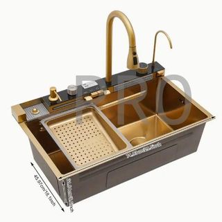 Fregadero Oro Multifunción con Pantalla Digital