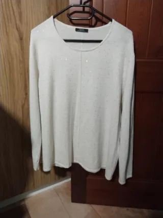 Jersey beige mujer con brillos