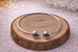 Pulsera rígida tubo y bolas plata 925