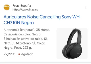 Cascos Inalámbricos Sony WH-CH710N Negros