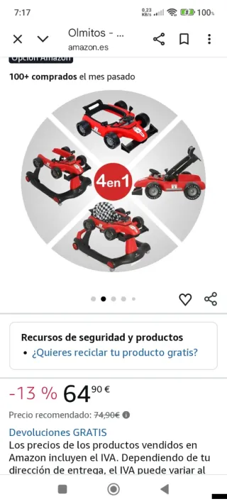Andador bebé 3 en 1 Olmitos Racing