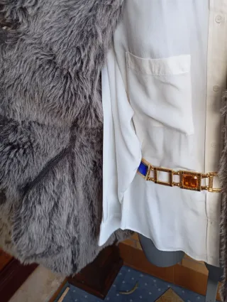 Abrigo Cuero Vintage Marrón y Gris talla S y M